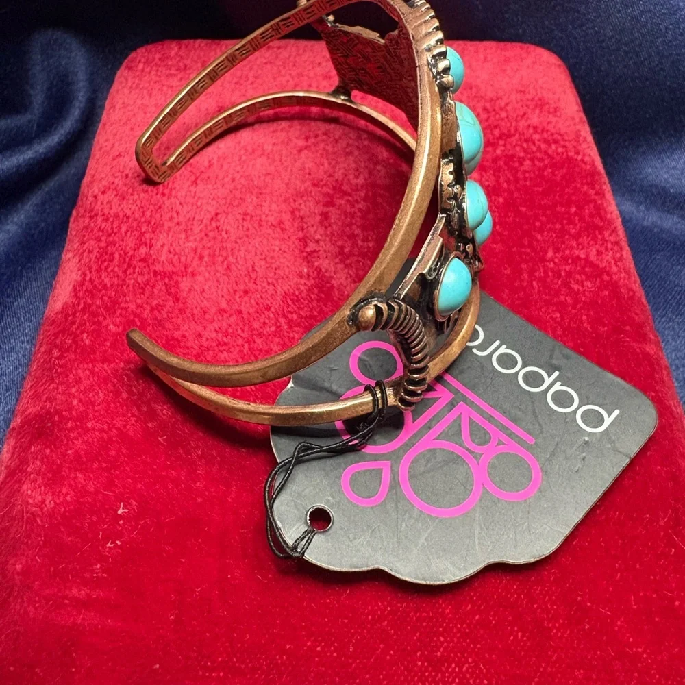 Paparazzi Teal and Bronze Floral Bracelet